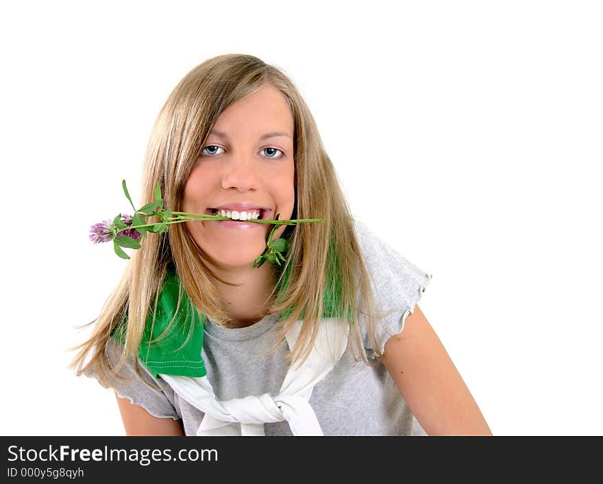 Girl with flowers. Girl with flowers