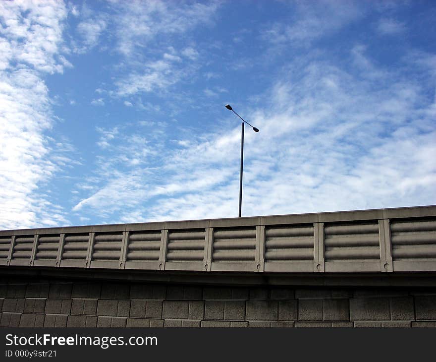 This is a Streetlight by a motorway bridge. This is a Streetlight by a motorway bridge.