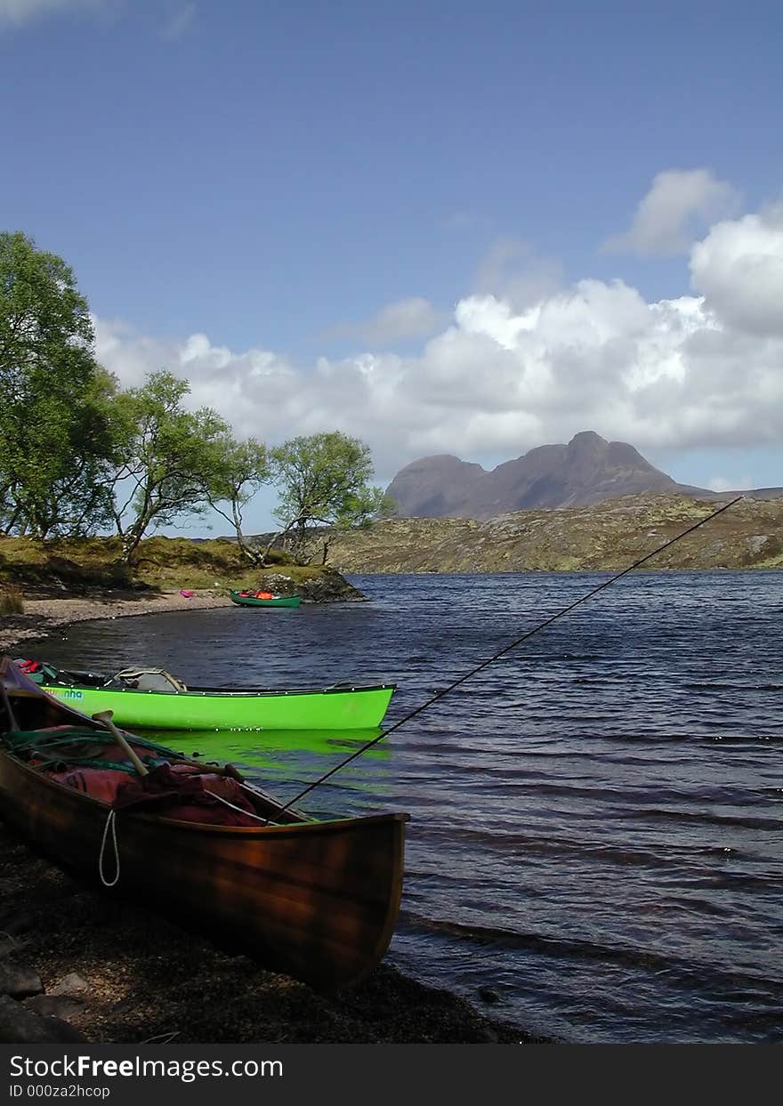 Canoes and mountain