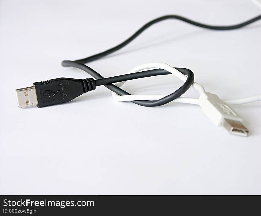 Black and white usb cables. Black and white usb cables