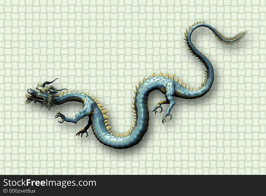 Oriental Dragon on Weave Background