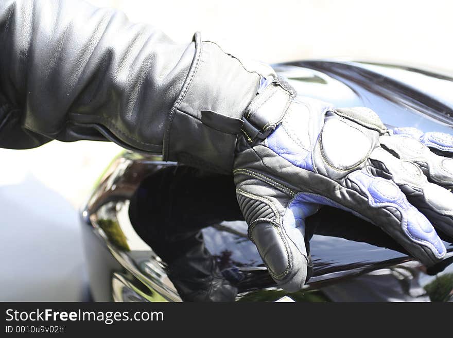 Biker glove, high key exposure.