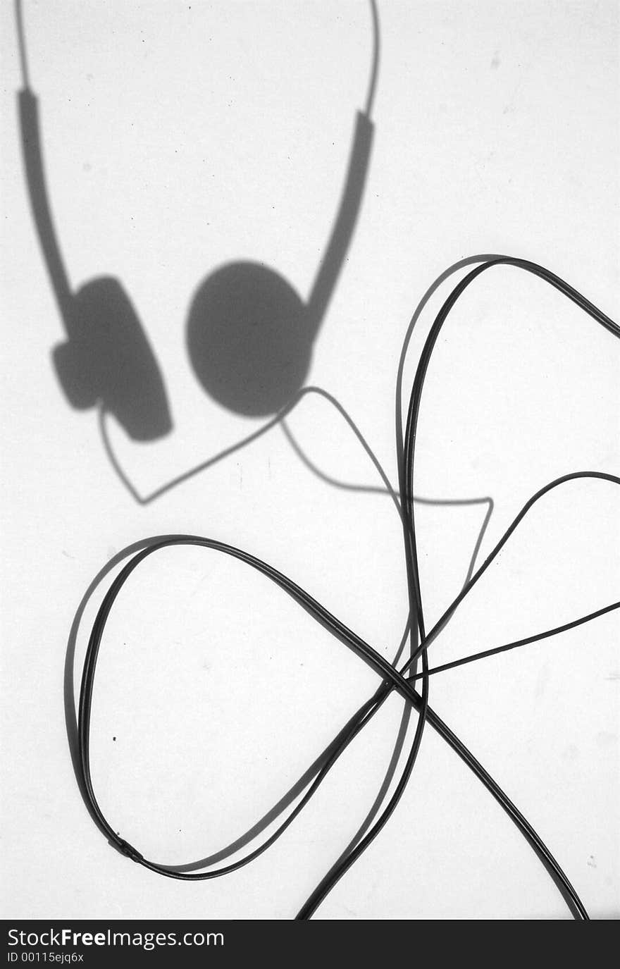 Headphone, Wire, Shadow. Headphone, Wire, Shadow