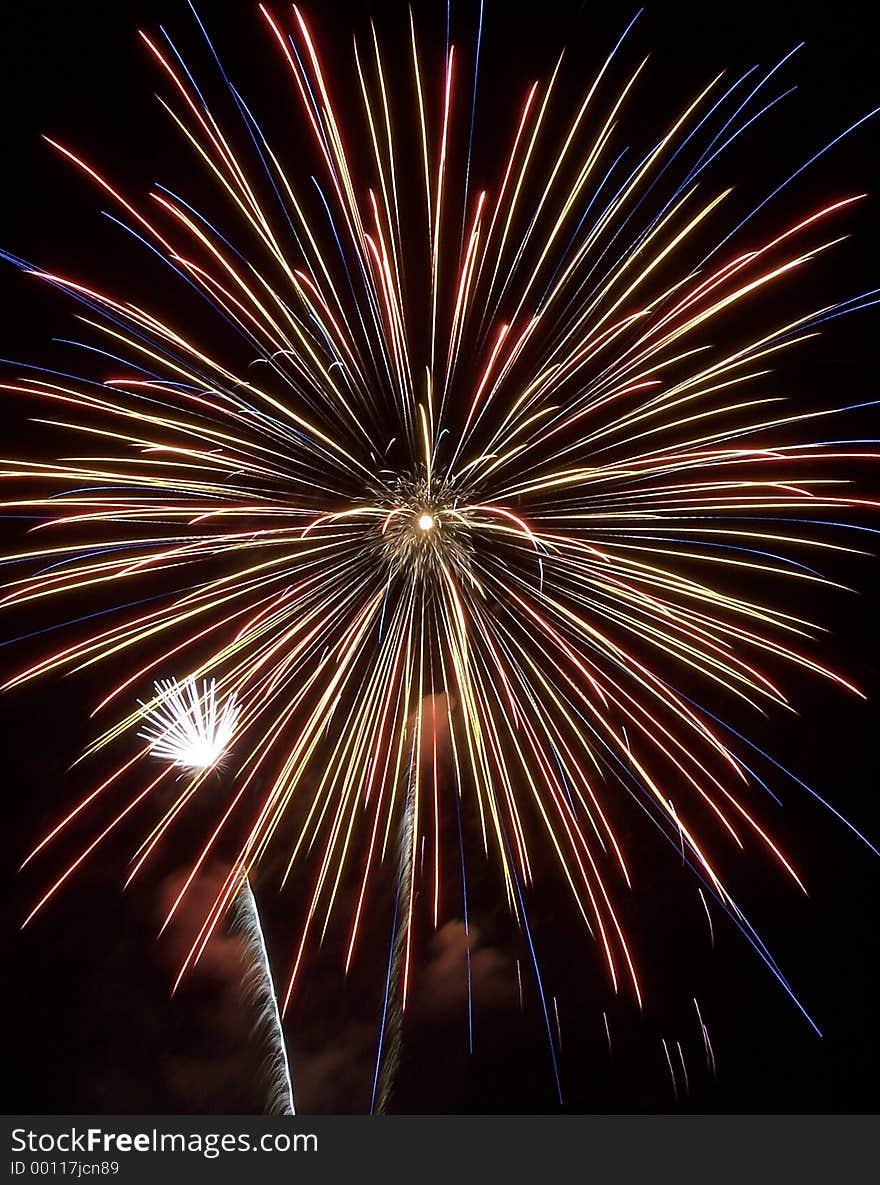 Fireworks at an amusement park. Fireworks at an amusement park.