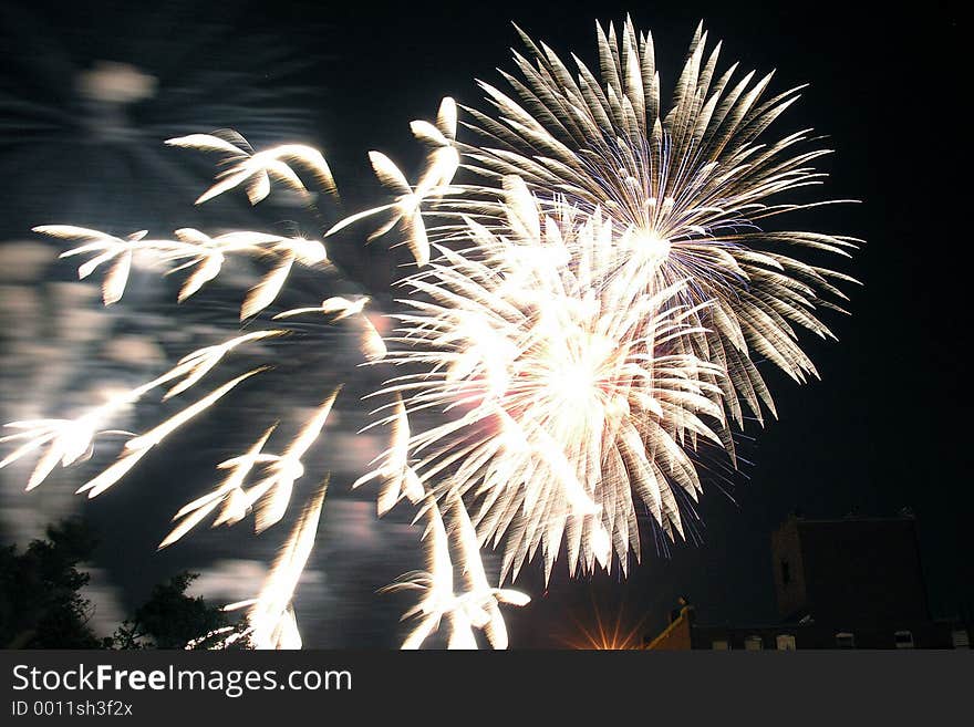 Aerial fireworks over downtown OKC's Bricktown area celebrate July 4th. Aerial fireworks over downtown OKC's Bricktown area celebrate July 4th.