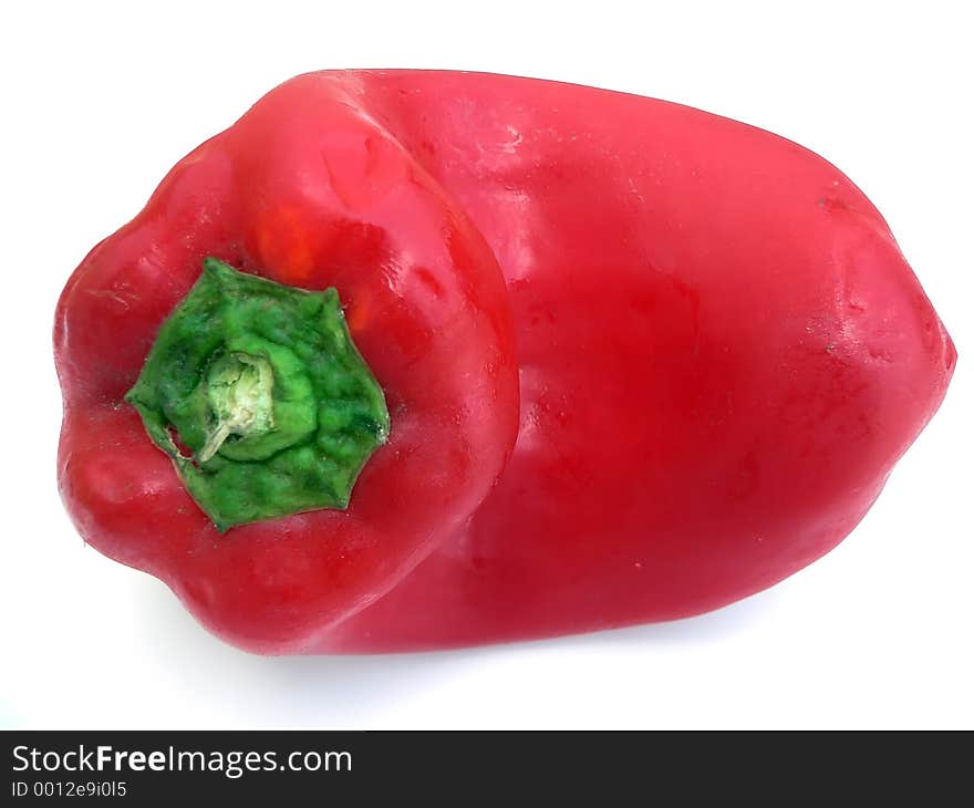 Red pepper against a white background