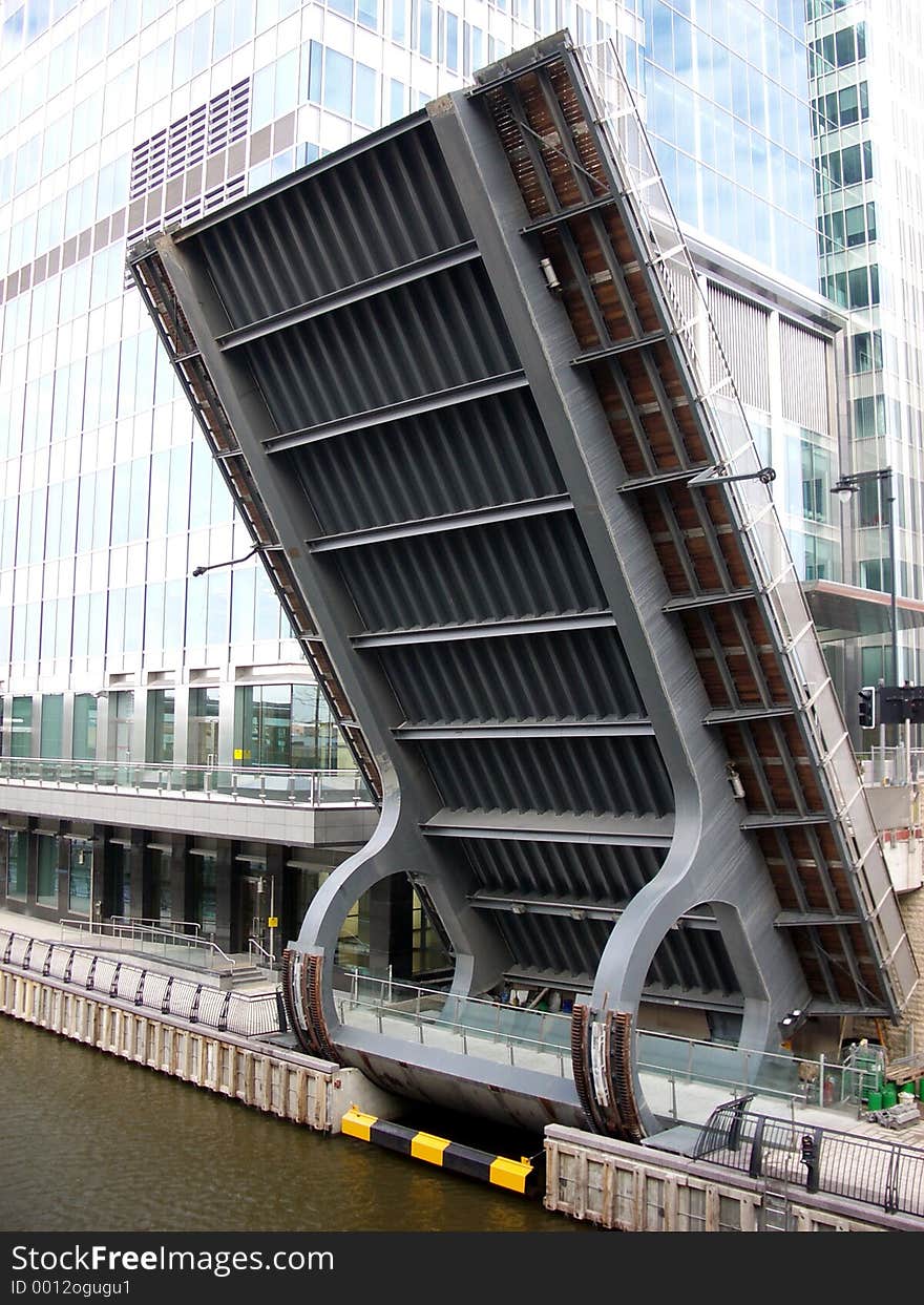 This is a permanent bridge in London's Docklands. This is a permanent bridge in London's Docklands.