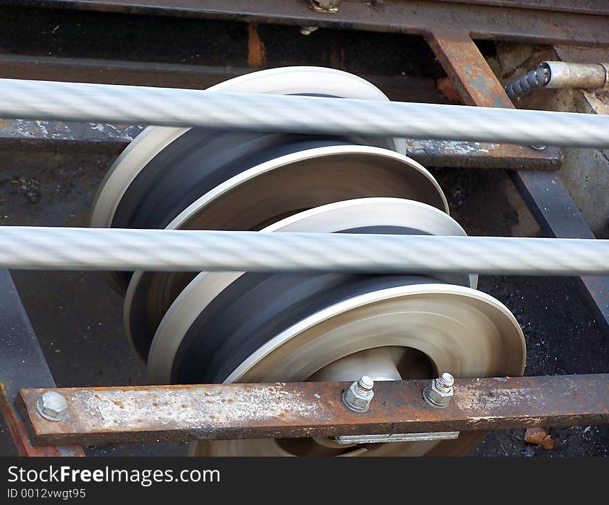 Wires over the wheels, Funicular in Bergen in color. Wires over the wheels, Funicular in Bergen in color