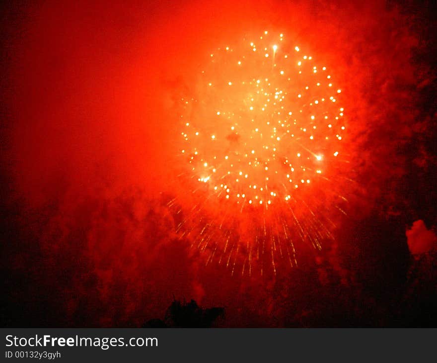 4th of July firework at a Laguna Beach, CA fireworks show. 4th of July firework at a Laguna Beach, CA fireworks show