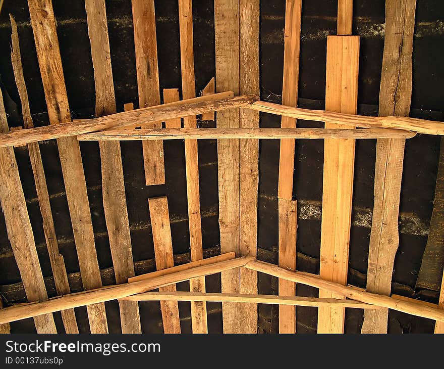 Village roof, this construction covered straw in open air. Village roof, this construction covered straw in open air