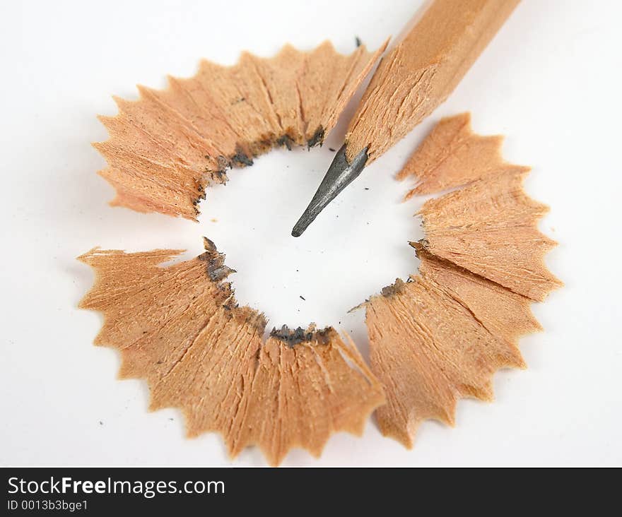 Pencil with a ring of shavings. Pencil with a ring of shavings