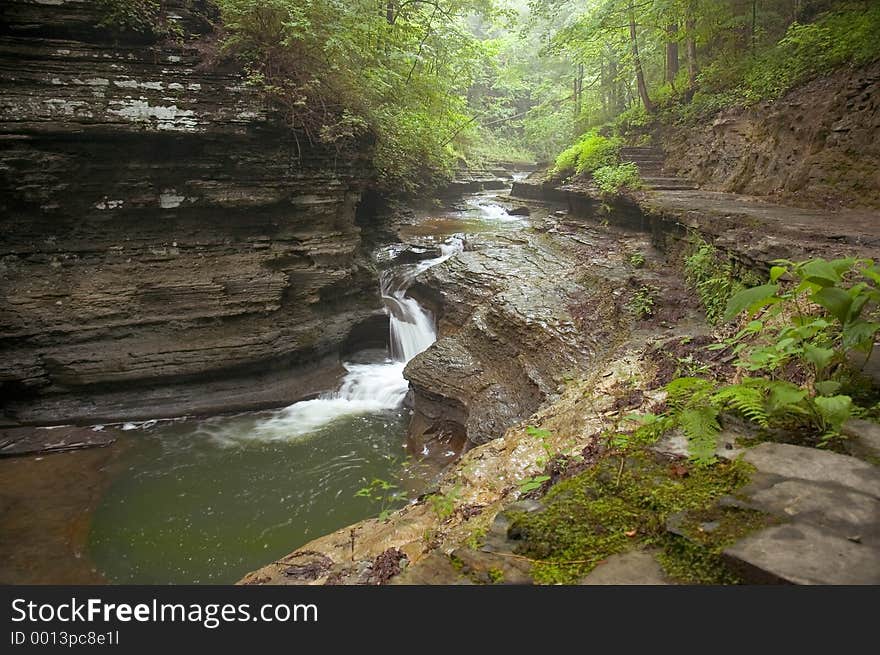 Small waterfall along a gorge trail.