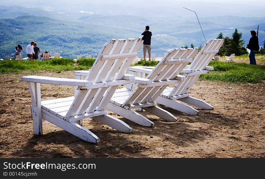 White chair at the summit of Mount Tremblant