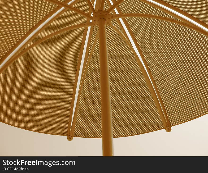 Sepia Table Umbrella on boardwalk at beach in New Jersey