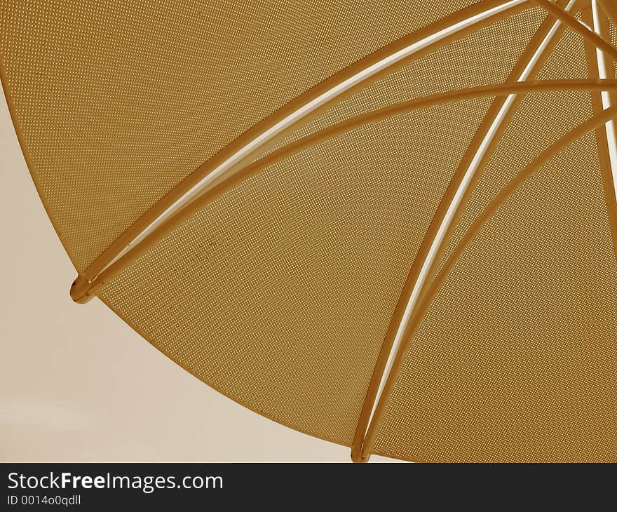 Sepia Table Umbrella on boardwalk at beach in New Jersey.