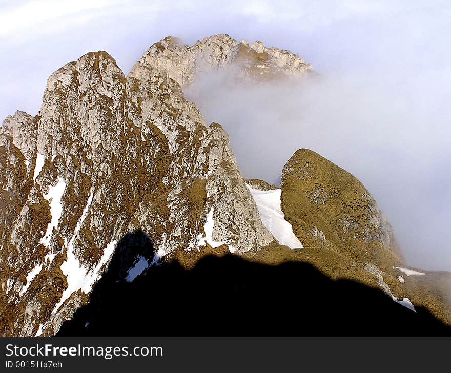 Moraru ridge in fog - Bucegi mountains