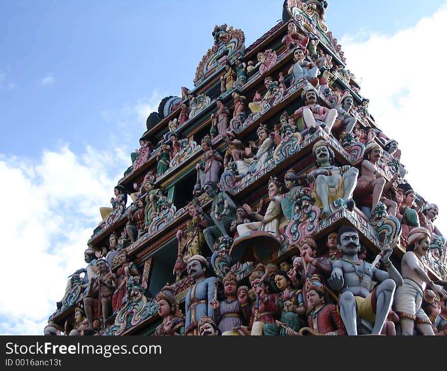 Pagoda of Hindu temple in Singapore