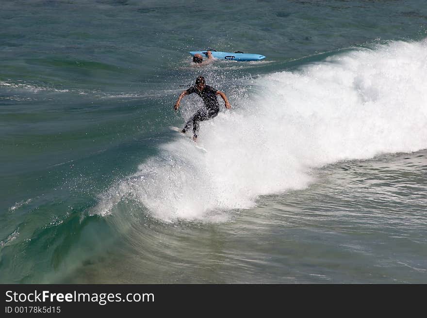 Surfer on a wave. Surfer on a wave