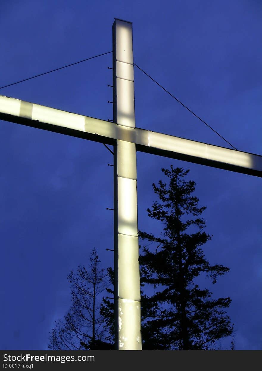 Lighted cross monument atop burlington hill, skagit county, washington state. Lighted cross monument atop burlington hill, skagit county, washington state