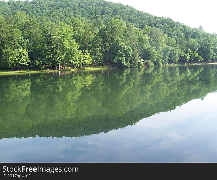 A northern Ga mountain reflected in lake. A northern Ga mountain reflected in lake