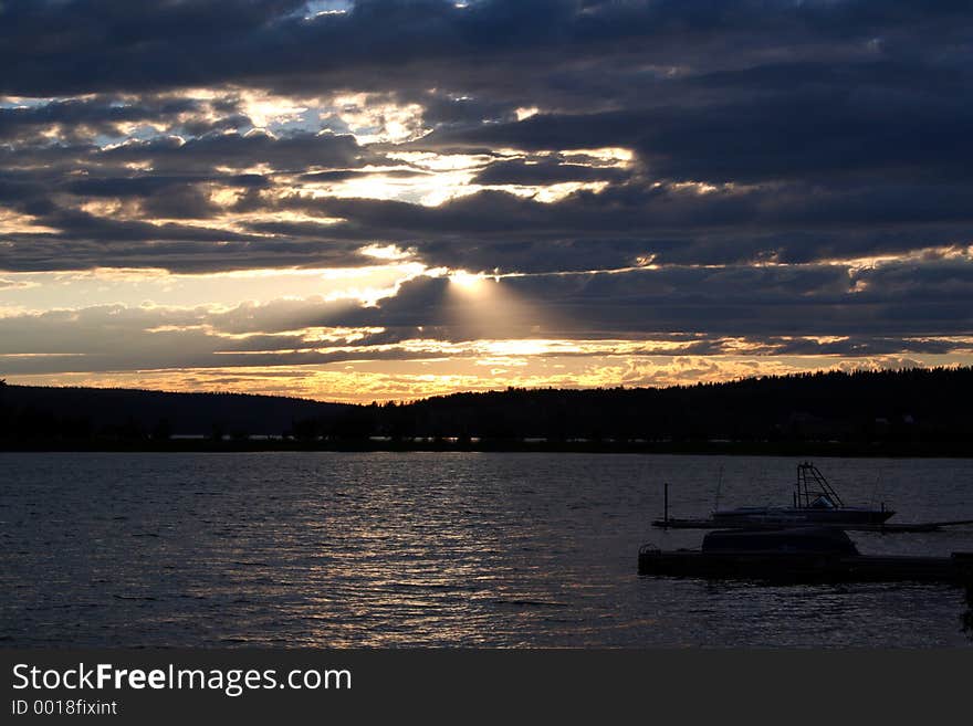 Sunset with boats