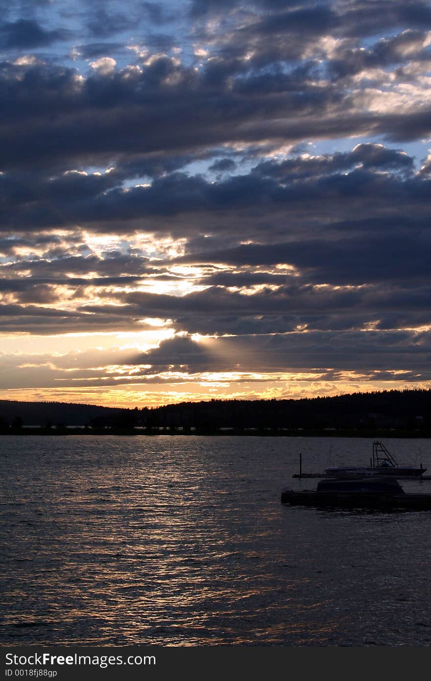 Sunset with boats