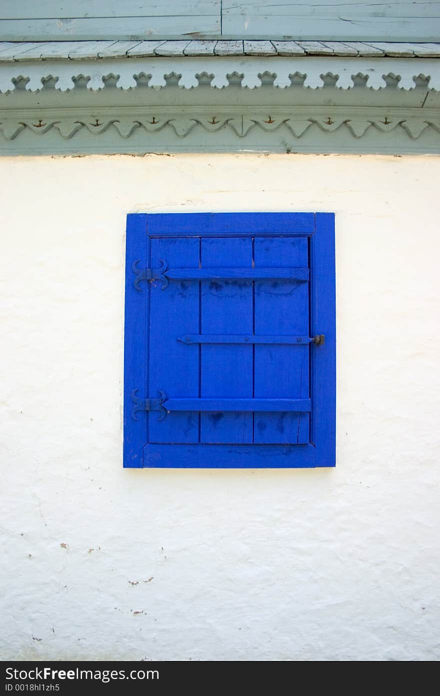 Rustic blue window and windowblind. Rustic blue window and windowblind