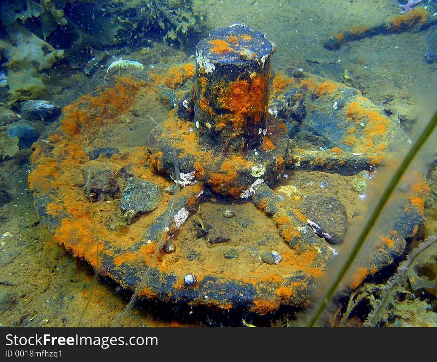 Wheel on the wreck of a whaling boat