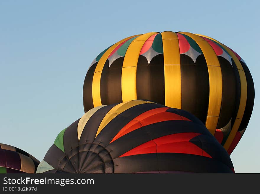 Hot air balloons inflating at the wild west balloon fest in cody, wyoming