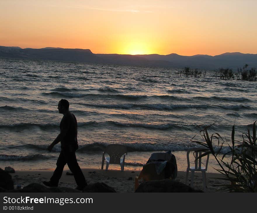 Sunset on the sea of galilee. Sunset on the sea of galilee