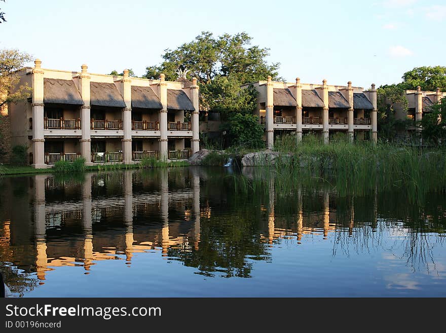 Sunrise with rooms on lake