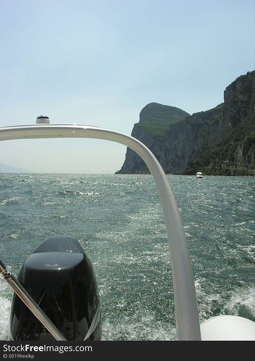 Boat with mountain. Boat with mountain