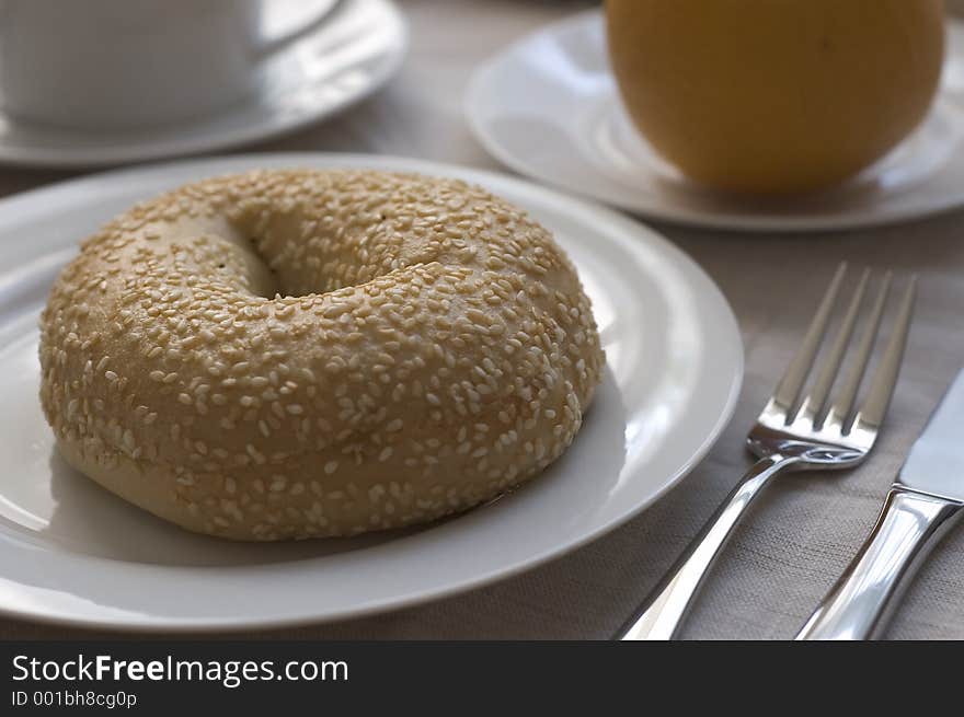 Bagel with breakfast