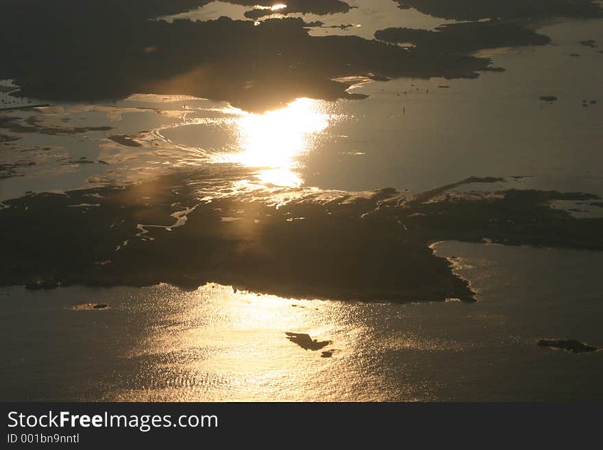 Sunset from the plane. Sunset from the plane