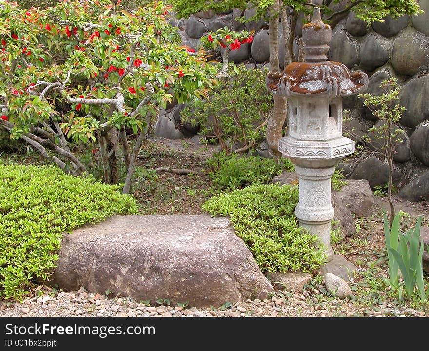 Garden with stone lantern