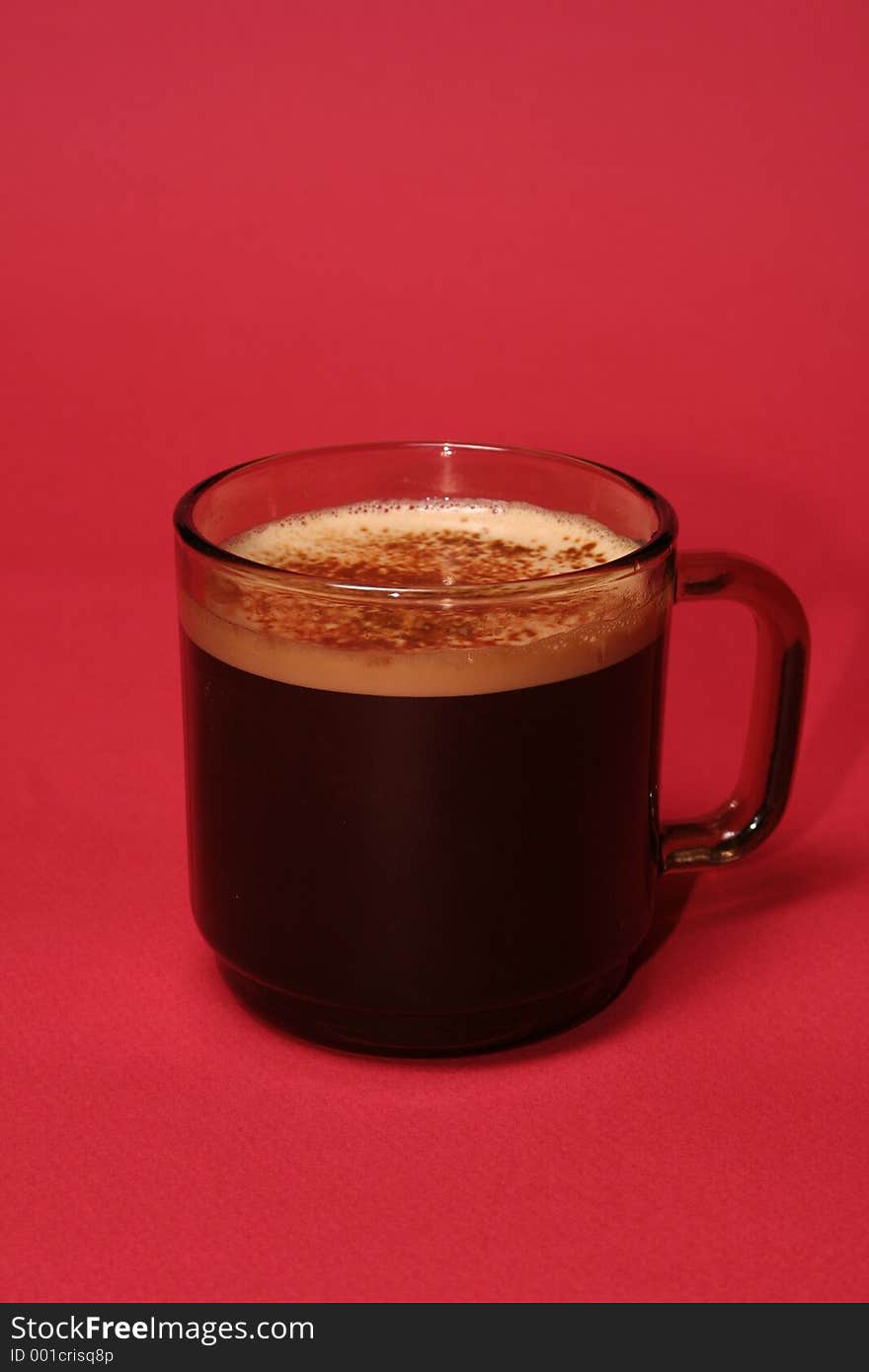 Cup of coffee on red background. Cup of coffee on red background