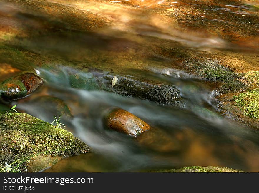 Moving water in a creek. Moving water in a creek.