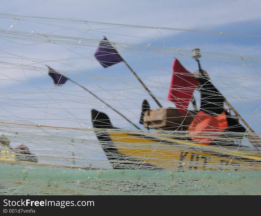 Boat and the fishing nets at Baltic Sea coast (Poland). Boat and the fishing nets at Baltic Sea coast (Poland)