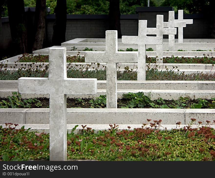 Military cemetery with concrete white crosses 0812_06. Military cemetery with concrete white crosses 0812_06