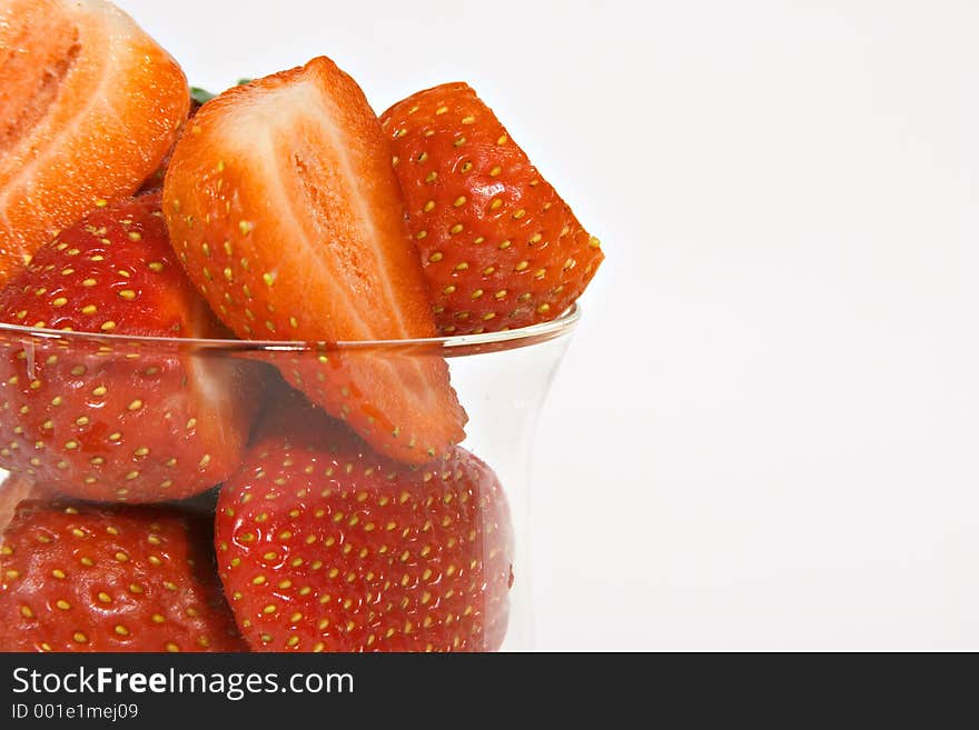 Ripe strawberries in dessert glass. Ripe strawberries in dessert glass