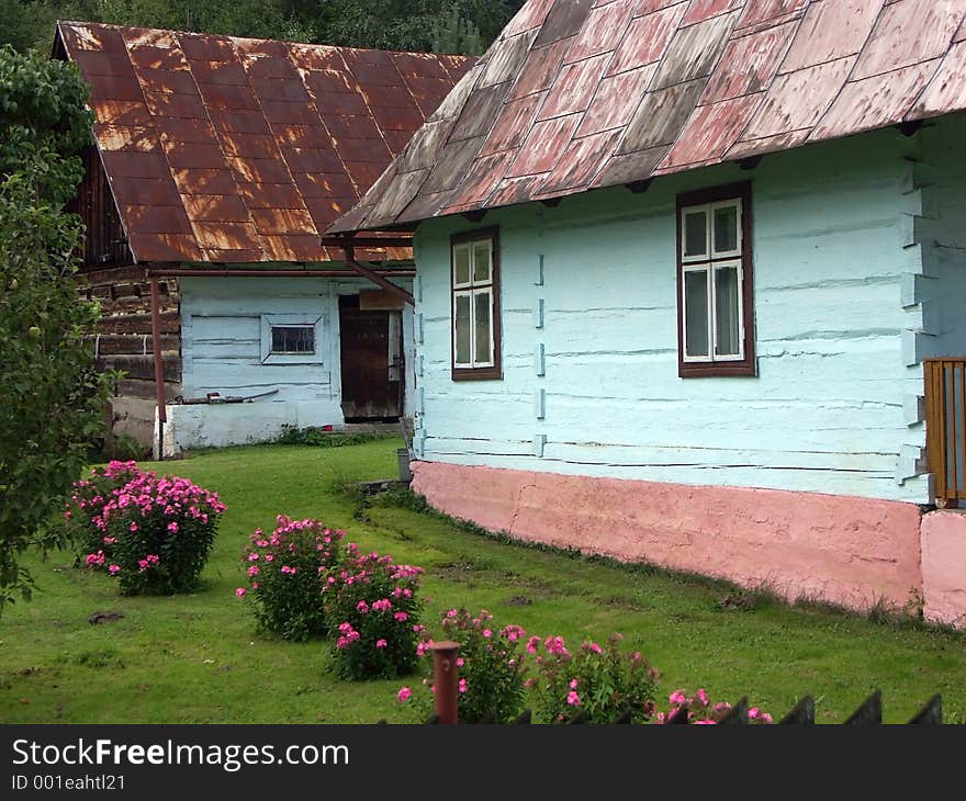 Blue-painted Cottages