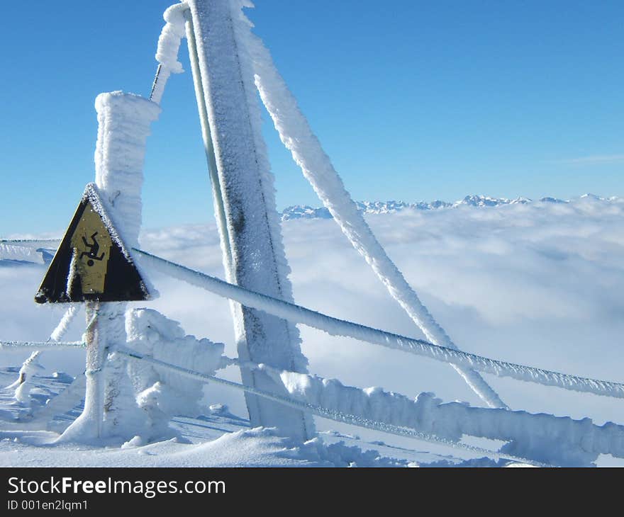 Funny warning signal in snow. Funny warning signal in snow