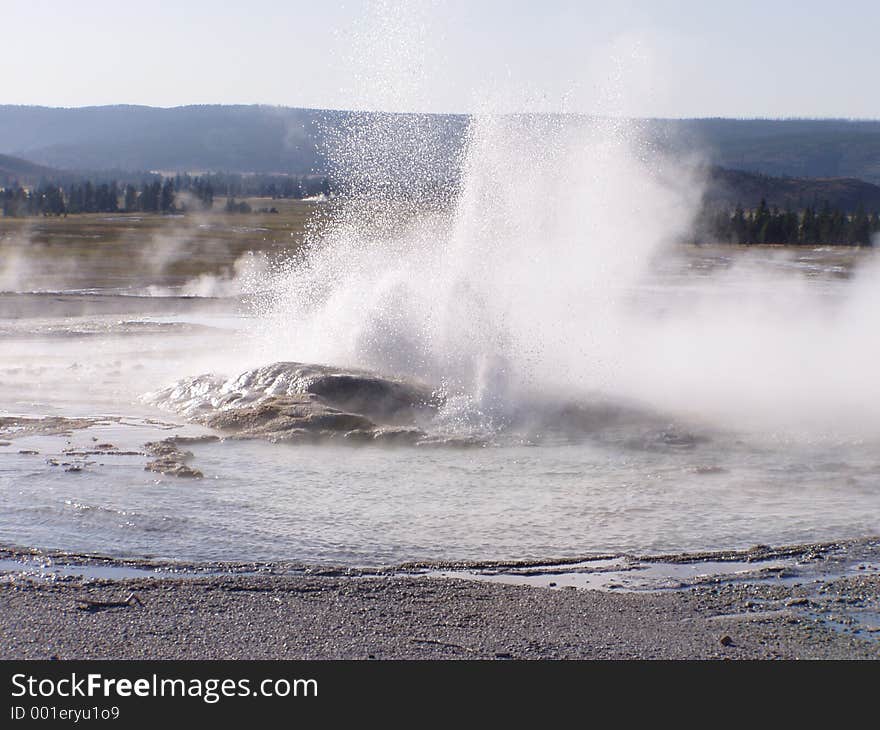 Underground gases cause above-ground hot water bursts at Yellowstone National Park, Wyoming. Underground gases cause above-ground hot water bursts at Yellowstone National Park, Wyoming.