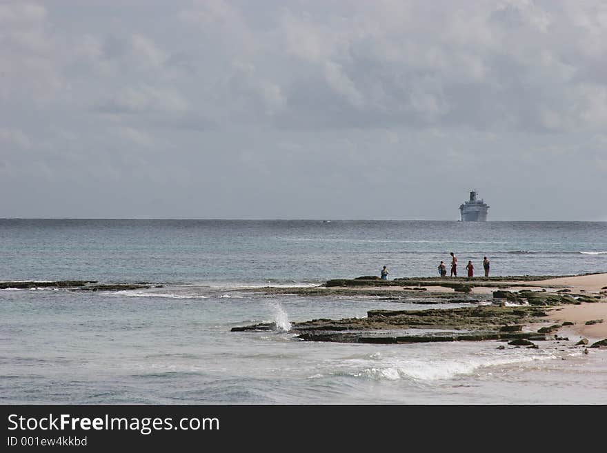 Boat anchored just of the beach of island