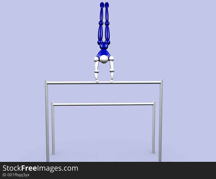3d Athlet On Parallel Bars