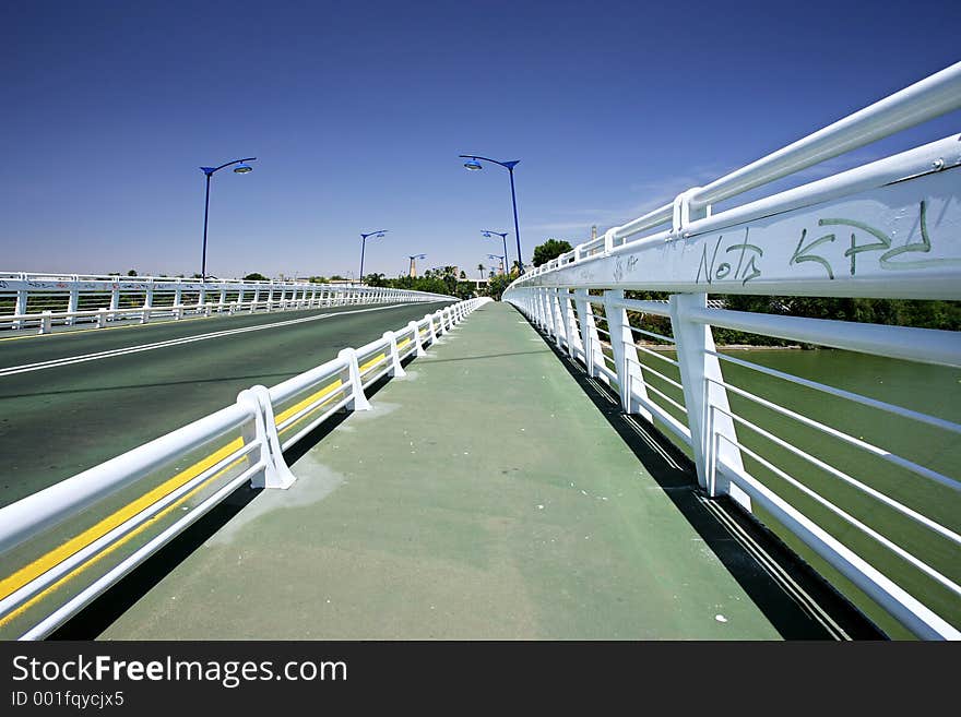 Abstract Bridge over river in Seville, southern Spain