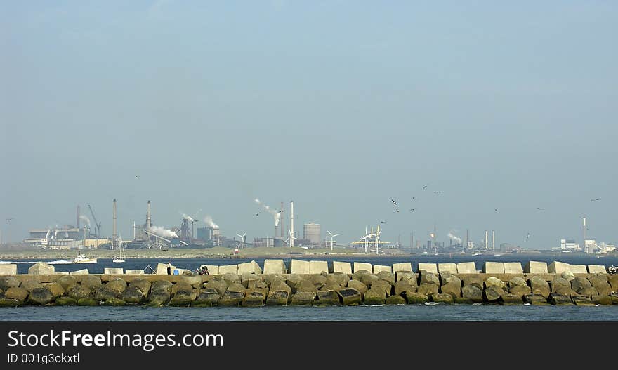 Skyline of a harbour IJmuiden, Holland