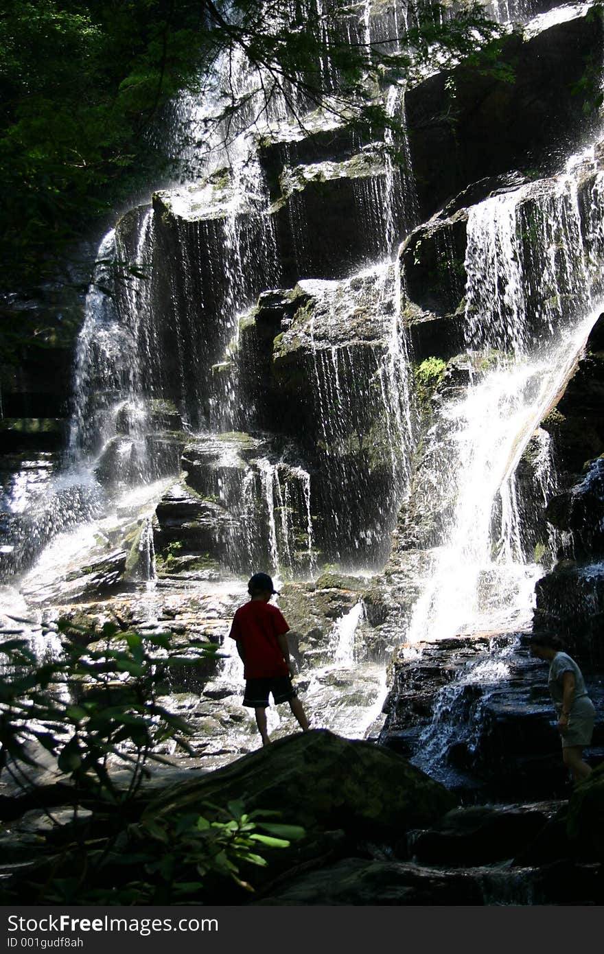 Boy Waterfall Silhouette