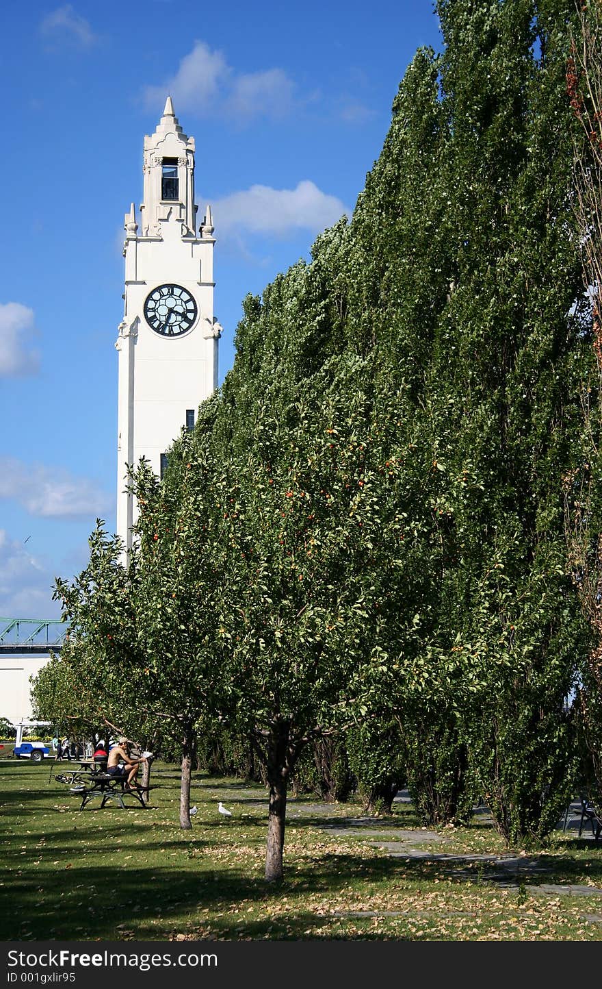 The clock tower in old port of Montreal