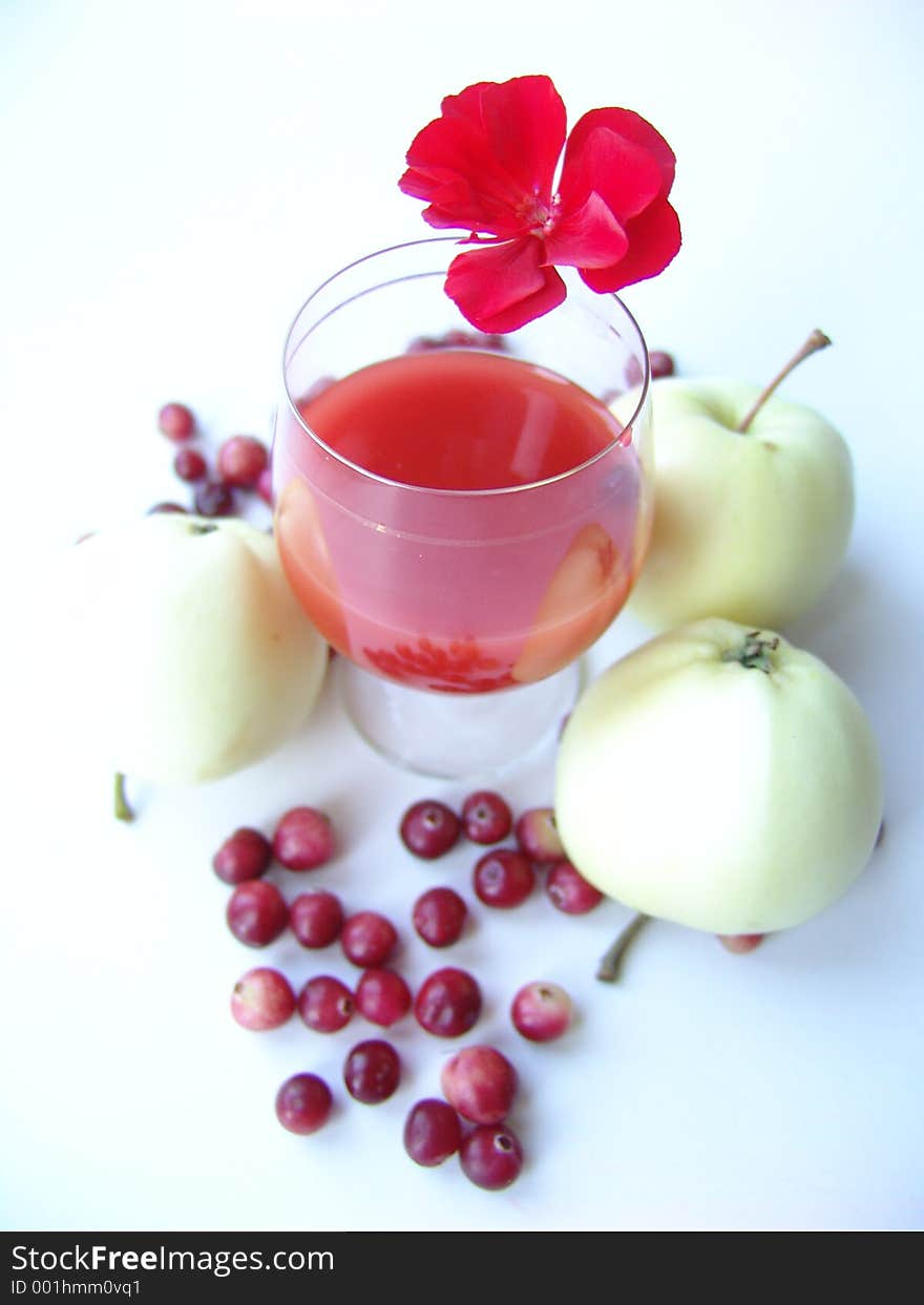 Red Drink With Autumn Gifts